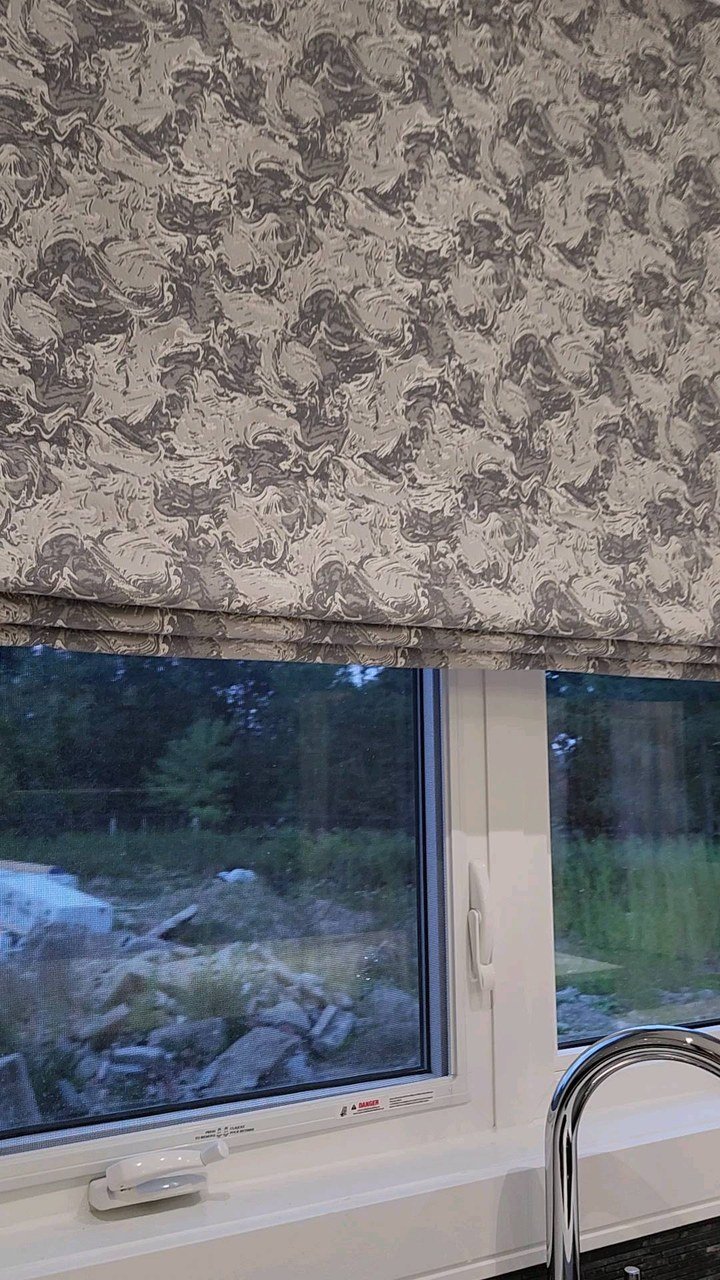 Patterned Roman Shade with Sheers — Century Drapery Instagram Reel