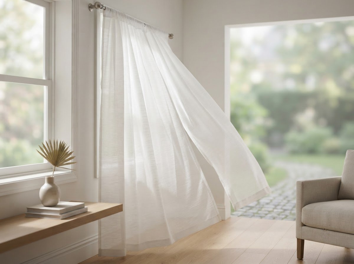 Sheer Viana window coverings letting in soft light